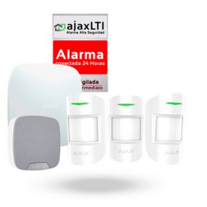 KIT ALARMA AJAX con SIRENA (HUB + 3x MOTIONPROTECT + HOMESIREN + CARTEL)