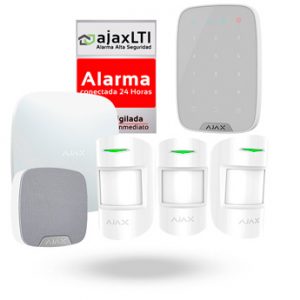 KIT AJAX con TECLADO y SIRENA (HUB + 3x MOTIONPROTECT + HOMESIREN + KEYPAD + CARTEL)